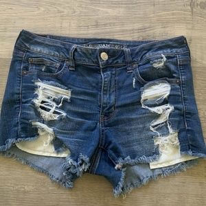 American Eagle Ripped Blue Jean Shorts Size 12